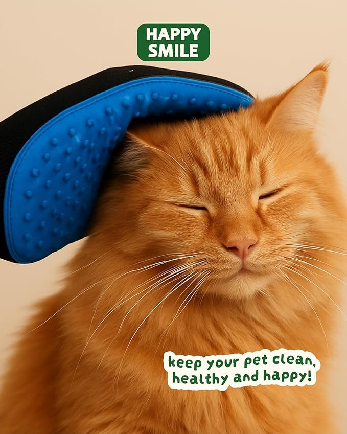 Happy Smile - 2-in-1 Pet Grooming & Bath Gloves – Remove Loose Fur, Deep Clean, Stress-Free Massage for Dogs & Cats