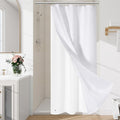 Craidlela 3 in 1 Stall Half Size Shower Curtain Set-36W x 72 H, White Waffle Waterproof Fabric and PEVA Liner Set with Stainless Steel Hooks