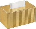 MEIBOOCH PU Leather Tissue Box Cover Square, Rectangle Tissue Box Holder with Magnetic Closure, Decorative Tissue Holder for Bathroom Bedroom Office (Gold, Rectangle for 180 to 230 Count Tissues)