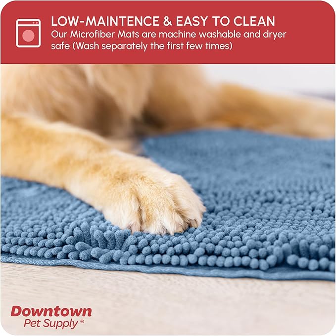 My Doggy Place Dog Mud Mat, 36" x 26" Faded Denim – Thick Microfiber Entry Rug for Snow, Mud & Salt – Absorbent, Quick-Dry, Washer-Safe & Non-Slip, Large