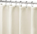 MISS SELECTEX Machine Washable Cloth Shower Curtain, Matt Waffle Durable Thick Cloth Shower Curtain for Bathroom,Premium Water Repellent Fabric Luxury Spa Hotel Shower Curtain(60Wx72H,Ecru/Beige)