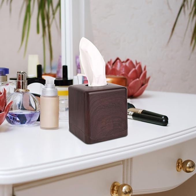 MOCHTERO Modern Tissue Box Cover,Square Tissue Holders,for Bathrooms, Bedroom, Dinner Table, Office (Peach Wood Color)
