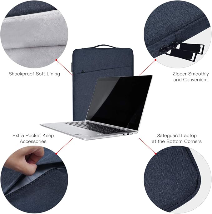 15.6 Inch Laptop Sleeve Case for HP Envy X360 15.6/Pavilion/Chromebook 15, Lenovo ideaPad, Dell Inspiron 15 5000 7000/Dell Chromebook 15.6 Carrying Bag(Blue)