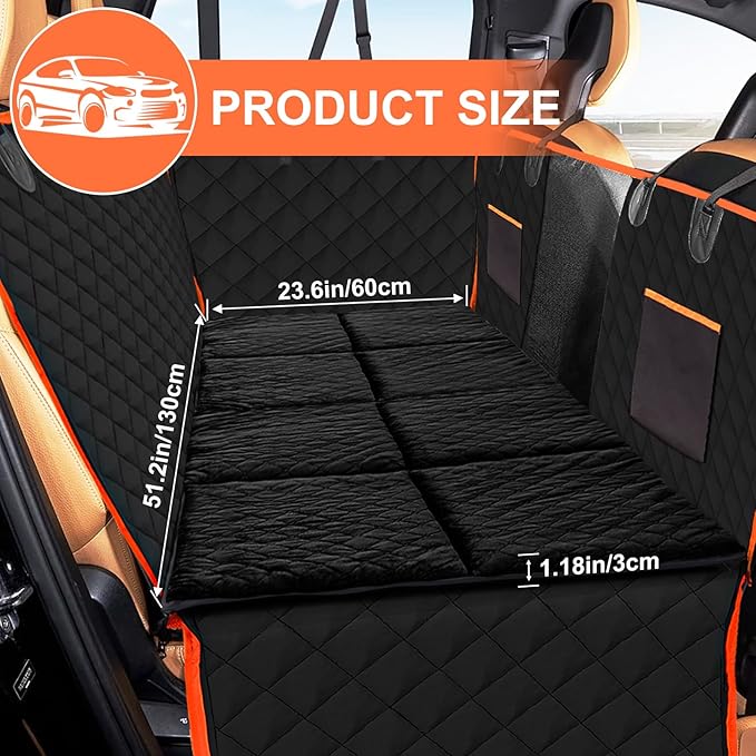 XUYEDOGLSH Car Backseat Dog Mat, Comfortable Non-Slip Cushion Suitable for Travel Dog Bed and Pet Home Sofa Blanket, Custom Mat for Car Backseat Extender and Seat Cover (Black 51.2 x 23.6in)
