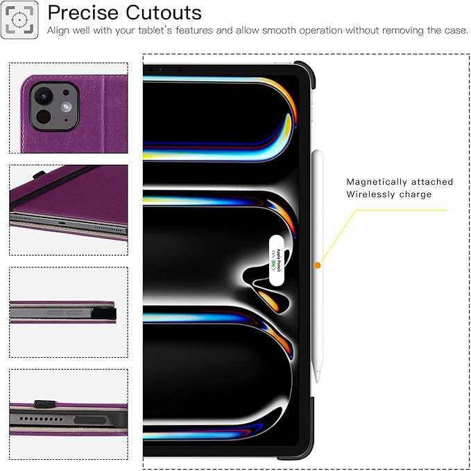 ZtotopCases for New iPad Pro 11 Inch Case 2024 (M4), Premium PU Leather Smart Cover with Auto Wake/Sleep,Multiple View Angles with Hand Strap and Pocket for iPad Pro 11 5th Gen,Purple