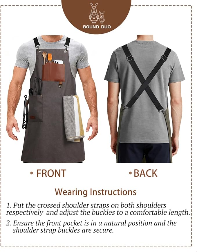 Kitchen Apron - 3 Large Pockets, Cross Back Apron With Adjustable Straps, Cooking Kitchen Chef Apron For Women And Men, Wear-Resistant & Easy To Clean.(Gray)