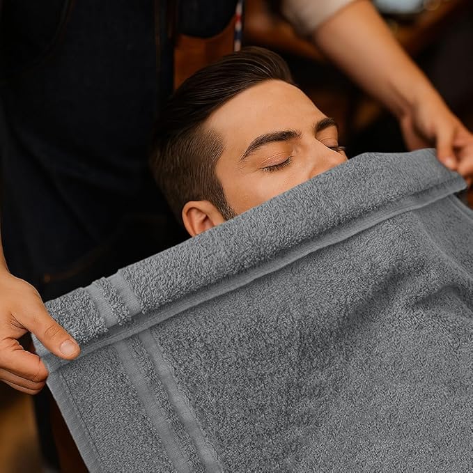 RIVERSIDE Pack of 24 Salon Towels Set (Not Bleach Proof), 16 x 26 Inches, 100% Ring Spun Cotton, Highly Absorbent & Quick Dry Hand Towels for Salon, Barber, Gym, Spa, Bathroom & Home, Grey