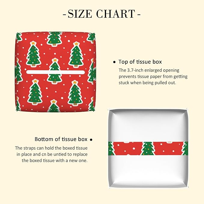 POIUBLE Christmas Trees Tissue Box Cover Leather Tissue Box Holder Square Facial Paper Organizer Dispenser for Bathroom Kitchen Bedroom Vanity Countertop Night Stands
