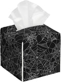 Spider Web Tissue Box Holder,Cube Tissue Box Cover Holder,Leather Facial Paper Organizer Dispenser Home for Bedroom Night Stands,Kitchen,Office and Car,5.2"×5.2"×5.2"
