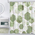 Litabel Modern Long Shower Curtain for Bathroom, Sage Green Geometric Art Decor Waterproof Bath Curtain, Abstract Fabric Shower Curtain Sets for Home Decor, 72x78 Inch