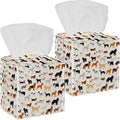 2 Pack Dog Tissue Box Cover Leather Tissue Holder Facial Tissue Case Paper Organizer for Bathroom, Vanity Countertop, Tabletop, Car