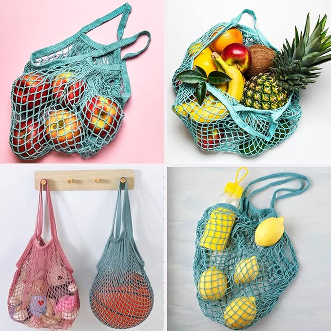 DRWSSR 2pcs Fashion Storage Mesh Bag Reusable Fruit Mesh Bag Shopping Mesh Bag Pure Cotton Portable Mesh Bag Shopping Bag