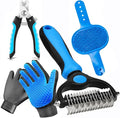 NVNAN 5-in-1 Pet Grooming Kit: Deshedding Rake, Nail Clipper, Grooming Gloves & Massage Brush for Dogs and Cats (Nail Clipper Set)