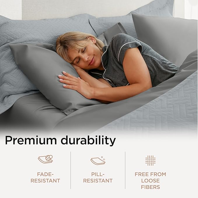 Threadmill Twin XL Sheet Sets |656 Thread Count 100% Supima Cotton Sheets for Twin XL Mattress | Solid Sateen Twin XL Bed Sheets Set with 16” Deep Pocket | Soft 3-Piece Cooling Sheet Set | Dark Grey