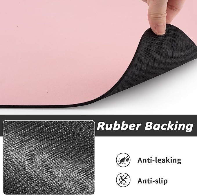 HotLive Dog Food Mat - Absorbent Cat Mat for Food and Water, No Stains Pet Feeding Bowl Mat, Easy to Clean Pet Placemats, Quick Dry Dog Water Dispenser Mat for Messy Drinkers | Pink 18"x28"