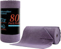 Tigona 80 Pack Microfiber Cleaning Cloth Roll,Lint Free Rags & Tear Away Reusable Towels Washable Scratch,Ultra Absorbent Dish Rags(12" x 12") for Car Kitchen Home Garage-Dark Purple