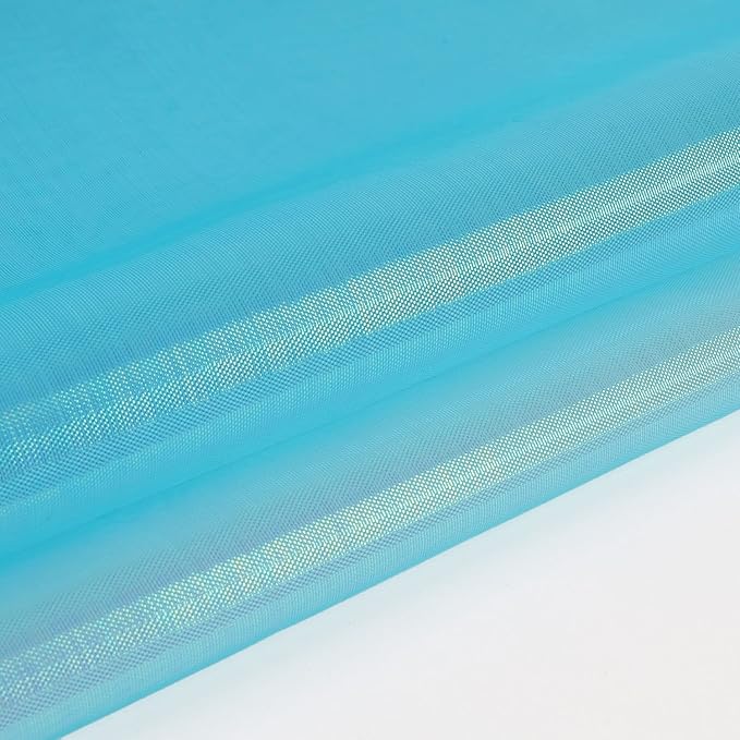 Sheer Iridescent Organza Fabric 58 Inches Wide - 10 Yards Precut - Shinny Wedding Party Decor Fairy Costume Voile Doll Clothes Sewing - Cyan Blue