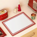 Red Coffee Mat for Countertop 16x24 Super Absorbent & Cuttable Kitchen Mat for Counter Coffee Maker Winter Kitchen Decor,Red White