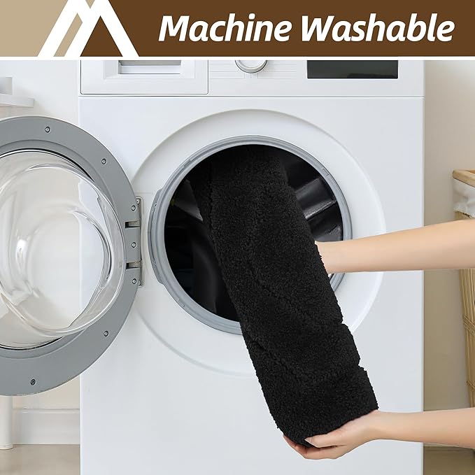 COSY HOMEER Bathroom Mat Rugs 24”x48” Non-Slip Absorbent Bath Mat Plush Shaggy Machine Washable Bath Rugs Soft Polyester Bath Mats for Bathroom Floor,Tub and Shower,Black