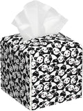 POIUBLE Cute Panda Tissue Box Cover Leather Tissue Box Holder Square Facial Paper Organizer Dispenser for Bathroom Kitchen Bedroom Vanity Countertop Night Stands