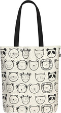Ecoright Tote Bag for Women with Zipper, Small Tote Bag, Canvas Bag, Reusable Cotton Bag for Beach, Grocery, School & Work