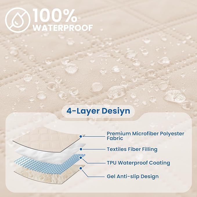 CYCMACO Waterproof Dog Bed Cover Pet Blanket, Soft Couch Cover for Dogs Washable, Non-Slip Dog Blanket Protect Furniture Couch Sofa Car for Puppy Large Dogs Cat (52x82 Inch, Beige)