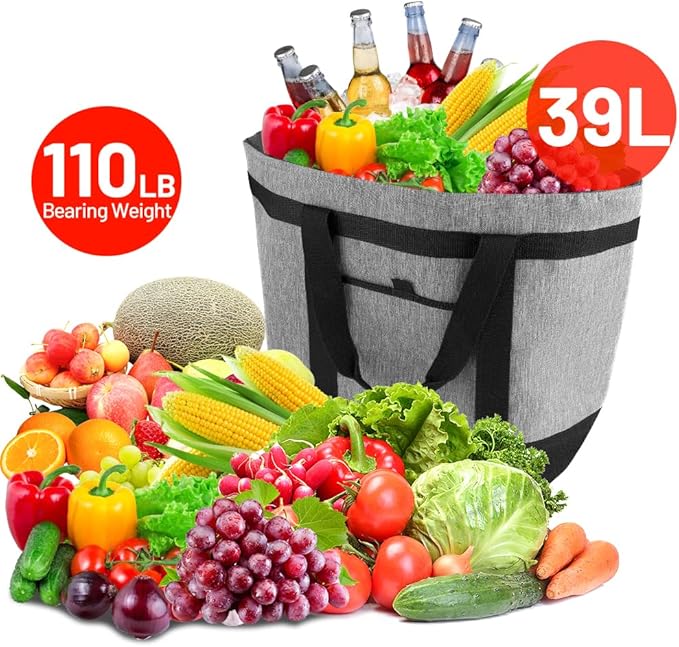 mosago Insulated Cooler Tote Bags, Soft Totes with Top Secure and Sided Pockets for Pizza Delivery Grocery Shopping Travel Beach, Large Leak Proof Food Delivery Bag Frozen/Thermal Foods, Collapsible