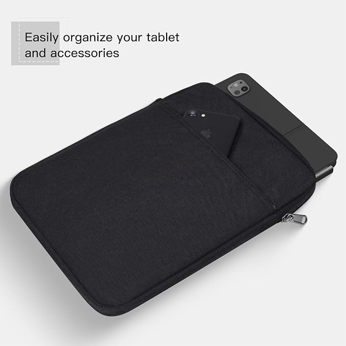 Tablet Sleeve Case Bag for Amazon Fire Max 11 Tablet/Kindle Fire HD 10/10 Plus Tablet 10.1", 11 inch iPad Air M3 & M2, 2025 iPad A16, Pro M5, Galaxy Tab A9+ Plus, Black