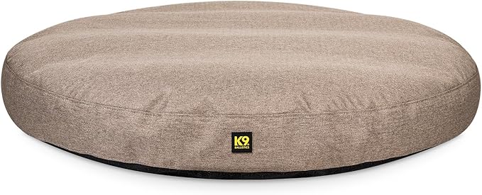 K9 Ballistics Tough Round Nesting Pillow Dog Bed - Removable Cover, Washable, Durable & Water Resistant Indoor/Outdoor Bed for X Large & Giant Breeds - XL, Taupe Premium Finish