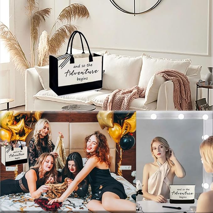 KDBDSYZB Adventure Canvas Tote Bag, Bridal Shower Gifts for Bride,Wedding Gift Bag, Engagement Gifts, Bride to be Gift, Bachelorette Party Bride Present