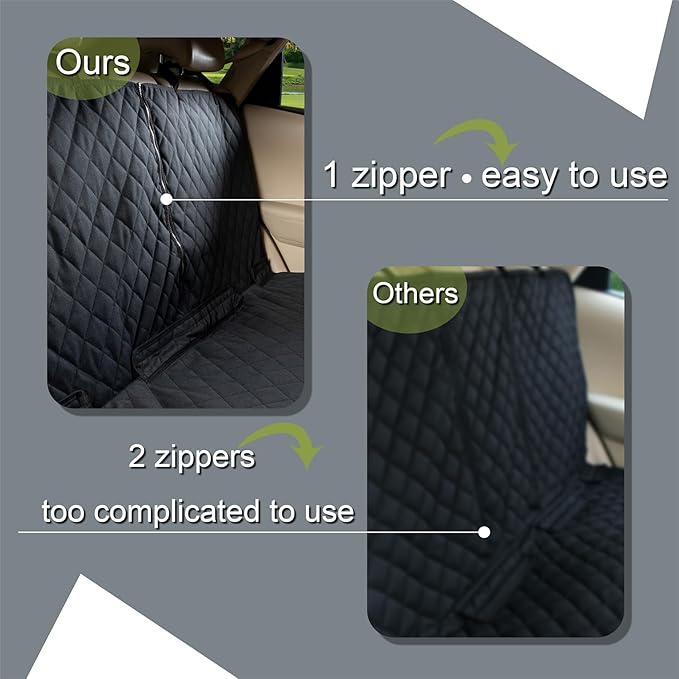 YOVEEKLE Back Car Seat Cover for Dogs, Nonslip Waterproof Dog Car Seat Protector for Rear Bench Stays Securely in Place Fits for Vehicles & SUVs (All Black)
