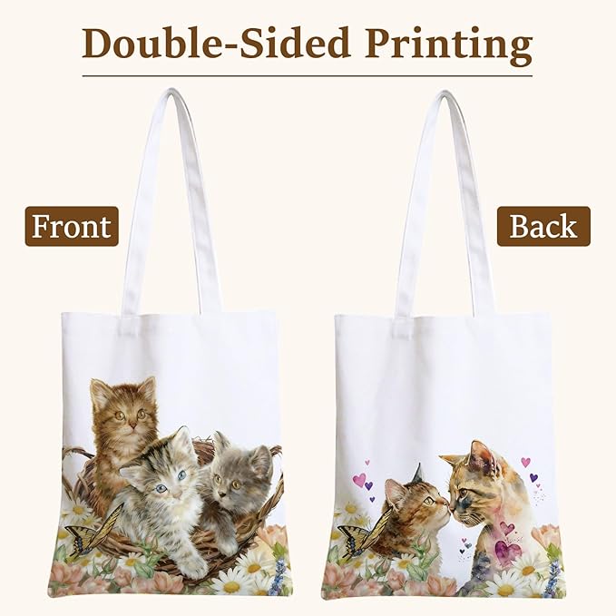 GICDSU Cats Cotton Canvas Tote Bag with Zipper, Reusable Grocery Bags, Beach Foldable Tote Bag for Women, Funny Totebag with Inner Pocket for Shopping Travel Gym Work