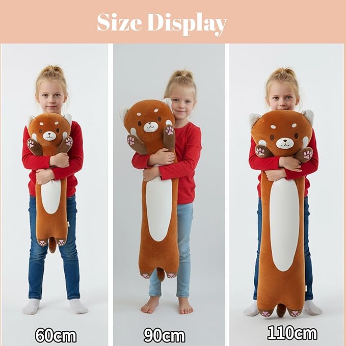 Shuoopen Red Panda Stuffed Animal Pillow - Long Red Panda Plush Toy, Super Soft Hugging Pillow for Kids & Adults, Gift for Christmas & Home Decor (90cm/35.4inch)