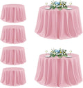 sancua Round Tablecloth 132 Inch Diameter, 6 Pack - Circle Polyester Fabric Table Cloth for Wedding Party Reception Banquet Birthday, Washable Formal Table Cover (Fit 54-96 Inch Tables), Pink
