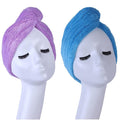 YYXR Microfiber Hair Turban Towel Wrap - Super Absorbent Drastically Reduce Hair Drying Time(2 Pack Puple & Blue)