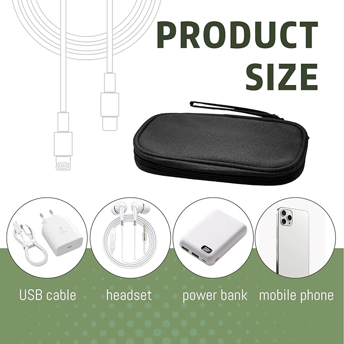 OBHEI Electronic Organizer Double Layer, Water Resistant Cable Organizer Bag for Travel Essentials, Cord, Charger, Phone, Earphone, Large Size,Accessories Travel Essentials (Black, Double-Layer)