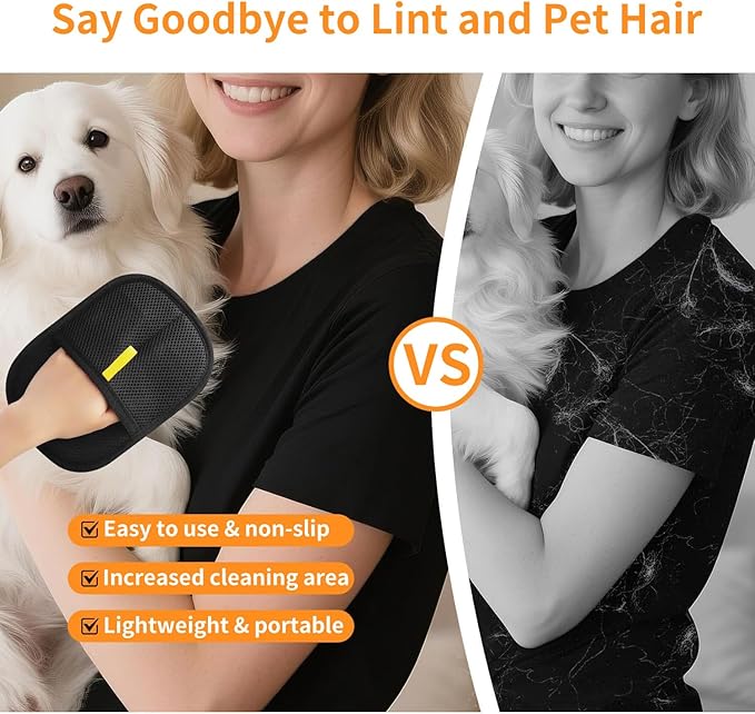 YUZUKYAUY 2 Pcs Electrostatic Gloves Pet Hair Removal,Reusable Pet Cat Dog Hair Removal Grooming Gloves Brush Tool