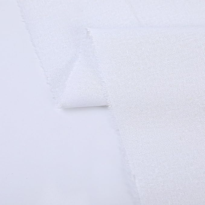 Cotton Fabric Natural Cotton Poplin Fabric by The Yard 100% Cotton, 59 Inches Wide Soft Embroidery Fabric Material for Quilting, Sewing, Crafts, Binding, Backing and Lining (White, 3 Yard)