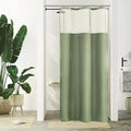 Gibelle Small Stall Shower Curtain 36 x 72, Narrow Half Waffle Weave Fabric Shower Curtain with Mesh Top Window and Hooks Set, Hotel Style Bathroom Design, Sage Green