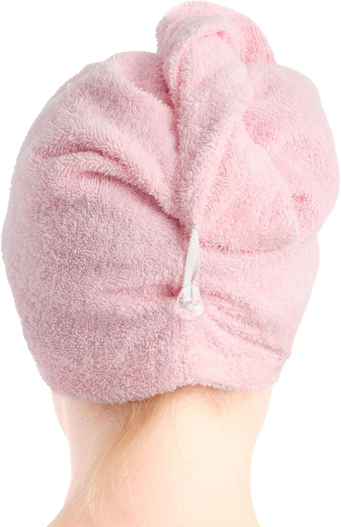 Seritaine Hair Towel Wrap for Women 2 Pack – 100% Turkish Cotton Turban for Wet Hair Quick Dry – Soft & Gentle Head Towel Cap– Soft and Absorbent Cotton - 10x26 inch