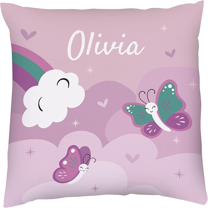 Prints Next Day – Kids Custom Unicorn Throw Pillow - 18" x 18" - Double-Sided Printing - Includes Insert - Kids Personalized Bedroom Accent Pillow with Name - Nursery Decor - Printed in USA