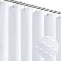 MitoVilla White Modern Waffle Shower Curtain, Heavyweight Fabric Shower Curtains for Hotel Neutral Bathroom Decor, Luxury Waffle Weave Cloth, Waterproof & Wrinkle Resistant, 72 x 72