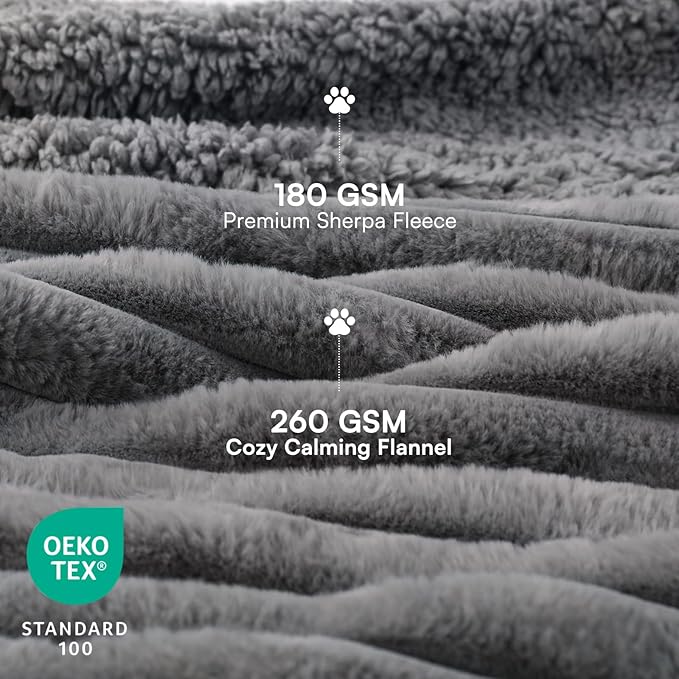 Luciphia Waterproof Dog Blanket for Large Dogs Ultra-Soft Calming Cut Pile Flannel Throw Durable & Warm Furniture Protection for Couch Bed Pet Blanket Machine Washable Stone Gray,L(65''x57'')
