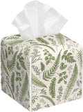 POIUBLE Tissue Box Holder Leaves and Herbs Tissue Box Cover Square Leather Tissue Holder Organizer Portable Decorative Facial Paper Case for Home Office Bathroom Vanity Countertop