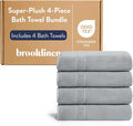 Brooklinen Super-Plush Turkish Cotton Bath Towels - Set of 4 - Cotton, 820 GSM, Highly Absorbent, Machine Washable, Perfect for Home & Bathroom (30" x 58", Smoke Grey)