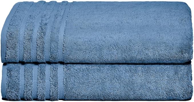 Texmpire Luxury Bath Sheets, 2 Extra Large (40x65 Inches), Highly Absorbent, Quick Dry, Premium, Plush, 100% Organic Turkish Cotton, Blue