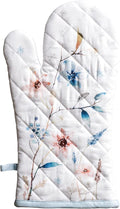 Maison d' Hermine Oven Gloves 100% Cotton Oven Mitt 7" x 13" with Loop Heat Resistant BBQ Cooking Gloves for Thanksgiving Christmas Decorations Baking Handling Hot Pans (Pack of 1, Ice Florals)
