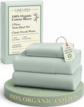 LANE LINEN 100% Organic Cotton Twin Bed Sheet Set, Soft & Comfy Low Pill Fade Resistant Machine Wash Reinforsed French Seam Sustainably Produced Eco Friendly Sábanas Twin- Cool Blue