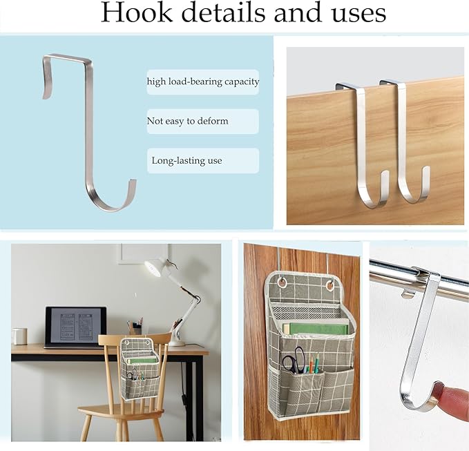 Someteth Hanging Basket for Organizing, Wall Organizer with Pockets and Over The Door Organizer，Can for Home, Closet, Office and Camper (Grey Grid2)