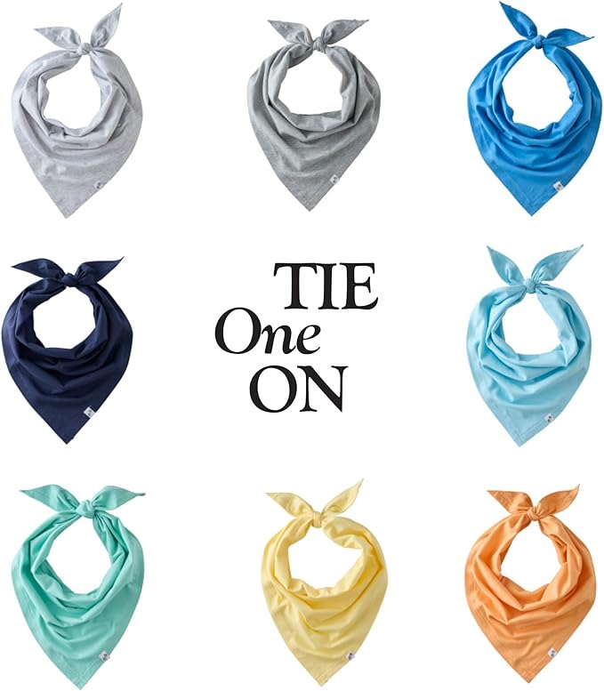 Pet Passion Bandit - The PET Bandana, 8 Pack 100% Organic Cotton Pet Bandanas Clothes for Small, Medium, Large Dogs, Rainbow Blues, X-Small/Small
